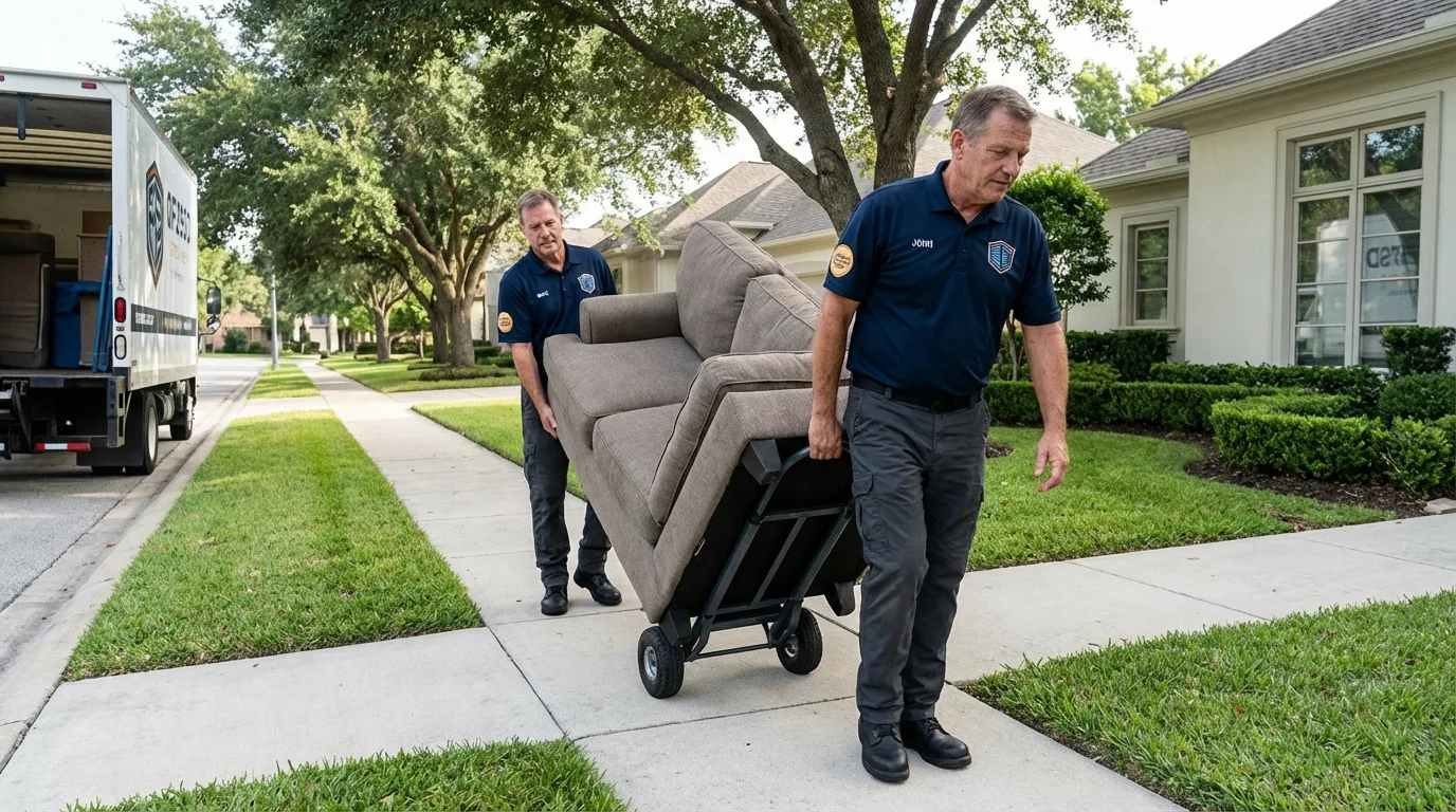 Local residential moving crew loading furniture in Stratford, CT